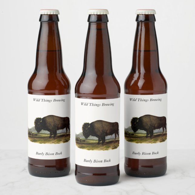 Rótulo Para Garrafa De Cerveja American Bison, ou Buffalo (Bison bison) - Audubon (Garrafas)
