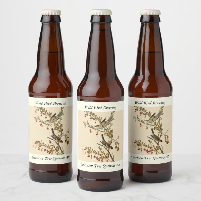 Rótulo Para Garrafa De Cerveja American Tree Sparrow, Pássaros da América de Audu (Garrafas)