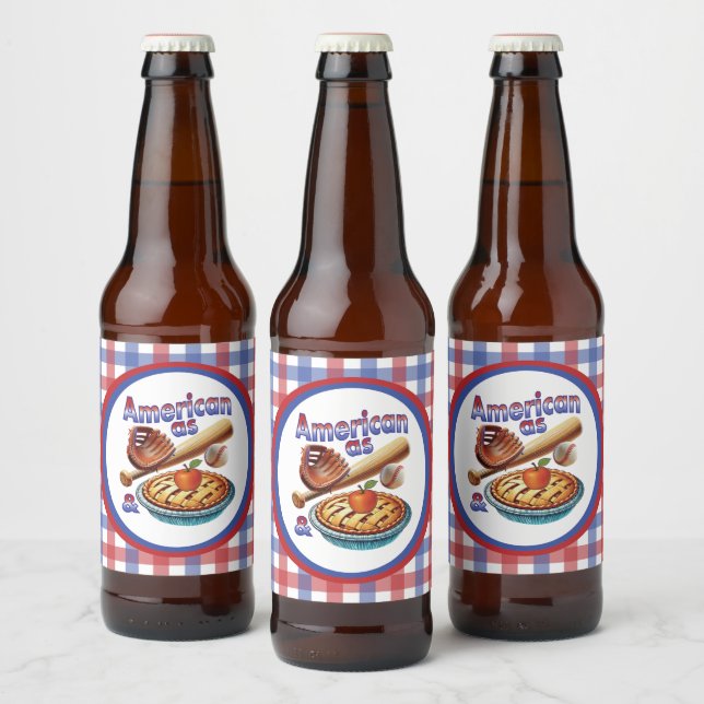 Rótulo Para Garrafa De Cerveja Americano divertido como Beball e Apple Pie (Garrafas)
