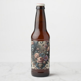 Rótulo Para Garrafa De Cerveja Amigos Formais - Design Floral Gótico