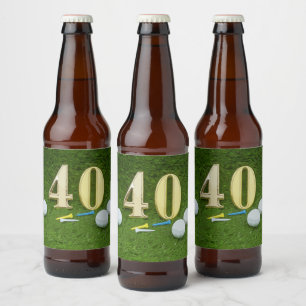 Rótulo Para Garrafa De Cerveja aniversário de 40 anos para golfista com bola de 