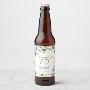 Rótulo Para Garrafa De Cerveja Aniversário de 75 anos Eucalipto