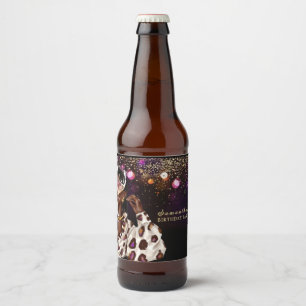 Rótulo Para Garrafa De Cerveja Aniversário de Mulher Afro-Americana Personalizado
