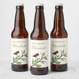 Rótulo Para Garrafa De Cerveja Aniversário de Pássaro