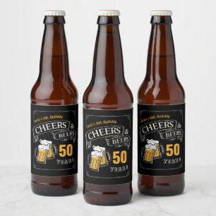 Rótulo Para Garrafa De Cerveja Aniversário Dourado Negro E Cervejas De Qualquer 