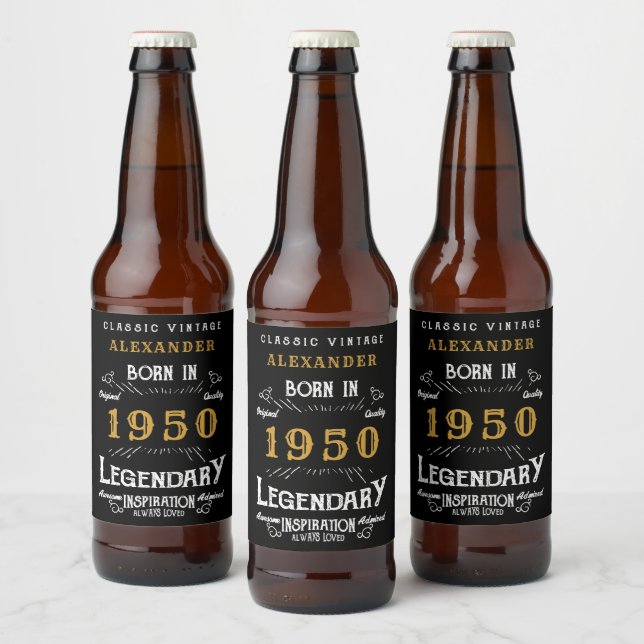 Rótulo Para Garrafa De Cerveja Aniversário Personalizado 1950 Vestido lendário (Garrafas)