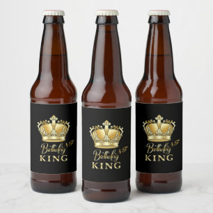 Rótulo Para Garrafa De Cerveja Aniversário Rei Dourado Monograma Real Monograma L
