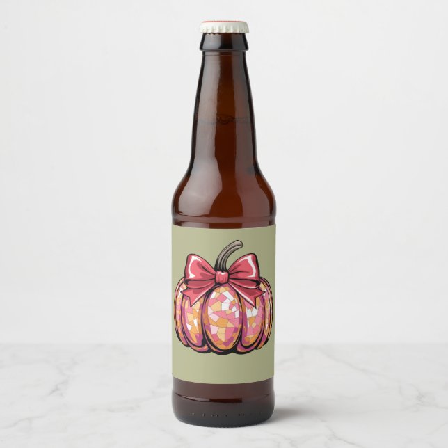 Rótulo Para Garrafa De Cerveja Arco de Coquette Pumpkin Fall Vibes (Frente)