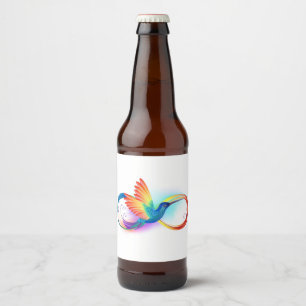 Rótulo Para Garrafa De Cerveja Arco-íris Hummingbird com símbolo Infinito