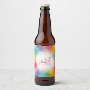 Rótulo Para Garrafa De Cerveja Arco-Íris Moderno, Colorida Personalizada com Mode