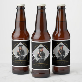 Rótulo Para Garrafa De Cerveja Arremates de Arco Quadro Minimalista Foto Graduaçã