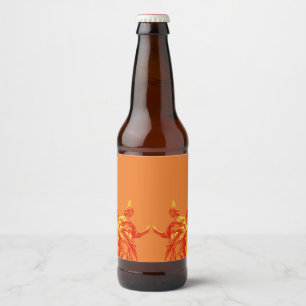 Rótulo Para Garrafa De Cerveja Arte digital cor de laranja com esculturas