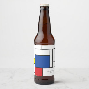 Rótulo Para Garrafa De Cerveja Arte Moderna De Stijl Geométrica Minimalista Mondr
