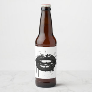 Rótulo Para Garrafa De Cerveja Artista da maquiagem de beijo de na moda de lábio
