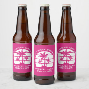 Rótulo Para Garrafa De Cerveja Árvore de Palmeira Rosa Quente Festa de Solteira P