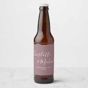 Rótulo Para Garrafa De Cerveja Assinatura Elegante Casamento Roxo Script