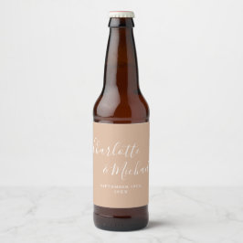 Rótulo Para Garrafa De Cerveja Assinatura Elegante Casamento Tan Taupe
