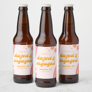 Rótulo Para Garrafa De Cerveja Atordoado & Comprometido Rosa & Laranja