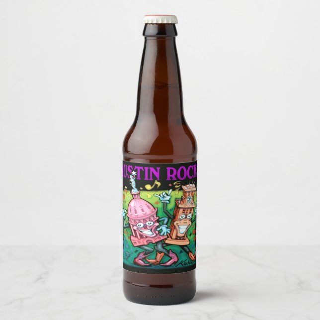 Rótulo Para Garrafa De Cerveja Austin Rocks (Frente)