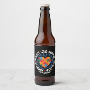 Rótulo Para Garrafa De Cerveja Autismo Sensibilização Respeite o Apoio ao Amor