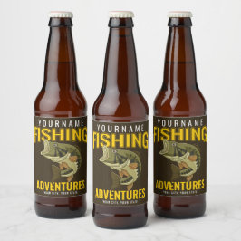 Rótulo Para Garrafa De Cerveja Aventuras de Pesca Personalizadas Anzol de Peixe B