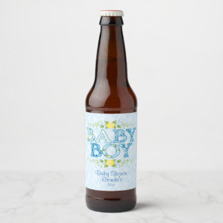 Rótulo Para Garrafa De Cerveja Baby Boy, Country Floral Chá de fraldas
