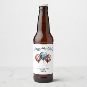Rótulo Para Garrafa De Cerveja Balões de aquarela 4º de julho Celebração