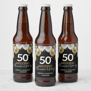 Rótulo Para Garrafa De Cerveja Balões Dourados do 50º aniversário