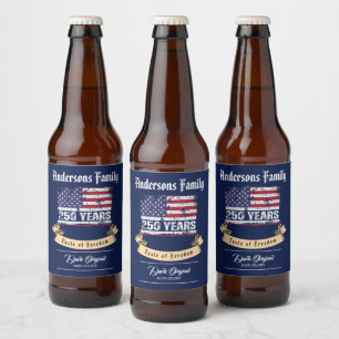 Rótulo Para Garrafa De Cerveja Bandeira Retro América 250 Anos Aniversário de 250