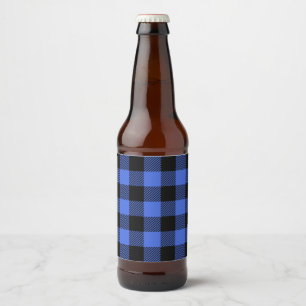 Rótulo Para Garrafa De Cerveja Bandeja de Xadrez de Buffalo Blue & Black Lumberja
