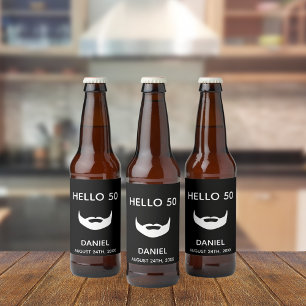 Rótulo Para Garrafa De Cerveja Barba branca preta de 50 anos cara diversão