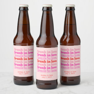 Rótulo Para Garrafa De Cerveja Bêbado de Amor Jantar de Ensaios Retro Rosa