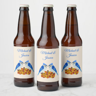 Rótulo Para Garrafa De Cerveja Beijando Casamento outono de Gays Azuis Personaliz