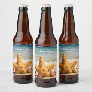 Rótulo Para Garrafa De Cerveja Bela cena de praia com casamento de estrelas