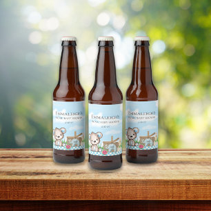 Rótulo Para Garrafa De Cerveja Belo Urso de Teddy em Chá de fraldas de Piquenique