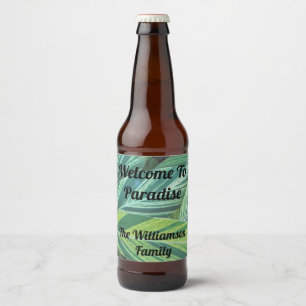 Rótulo Para Garrafa De Cerveja Bem-vindo às Folhas Tropicais em Greve de Paraíso