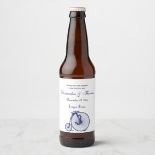 Rótulo Para Garrafa De Cerveja Bicicleta Penny Farthing Vintage Velocípede Azul