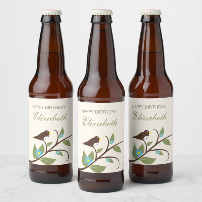 Rótulo Para Garrafa De Cerveja Bird Birthday (Garrafas)