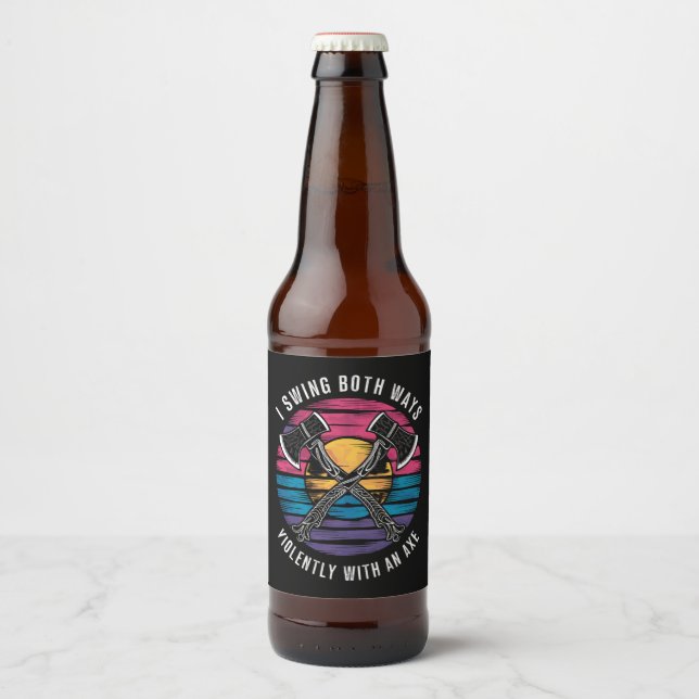 Rótulo Para Garrafa De Cerveja Bisexual Eu Balanço Ambas Maneiras Ax Funny Bi Pri (Frente)