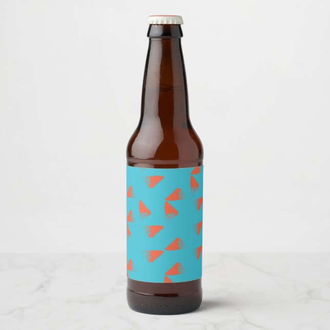 Rótulo Para Garrafa De Cerveja Blue, orange, vibrant, trendy geometric pattern (Frente)