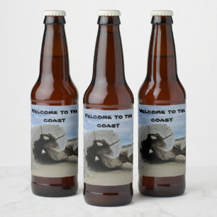 Rótulo Para Garrafa De Cerveja Boa vinda à foto do Oceano Pacífico da madeira