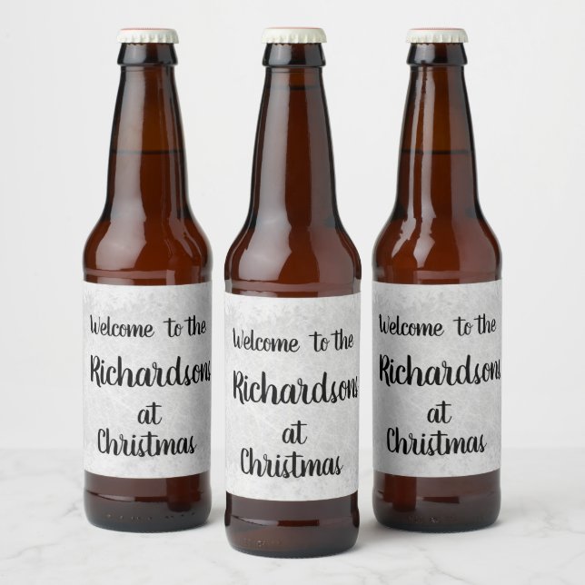 Rótulo Para Garrafa De Cerveja Boas-vindas ao Natal personalizado da cinza (Garrafas)