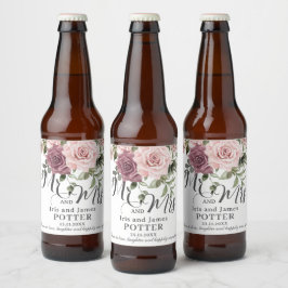 Rótulo Para Garrafa De Cerveja Boho Cinnamon Rosa Blush Floral Rosa Casamento