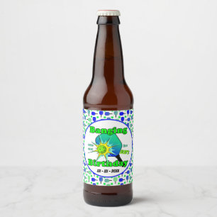 Rótulo Para Garrafa De Cerveja Bola de Paddle Azul Azul de Birthday