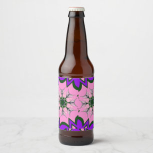 Rótulo Para Garrafa De Cerveja Bonito monograma roxo, cor-de-rosa,