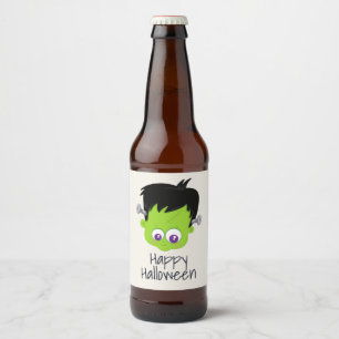 Rótulo Para Garrafa De Cerveja Bonito monstro verde Frankenstein no Halloween