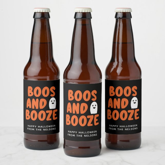 Rótulo Para Garrafa De Cerveja Boos e Booze Adultos do Dia das Bruxas Fantasmas (Garrafas)