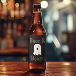 Rótulo Para Garrafa De Cerveja Boos e Booze Halloween