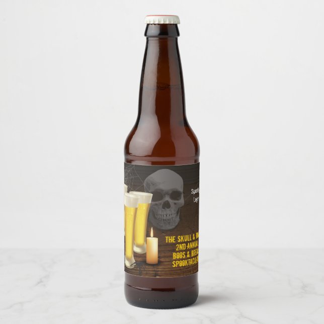 Rótulo Para Garrafa De Cerveja Boos e Breve Halloween (Frente)