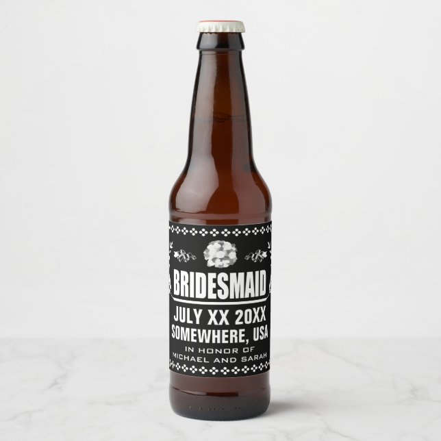 Rótulo Para Garrafa De Cerveja Bridesmaid Personalizada (Frente)